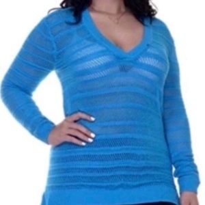BRAND NEW MICHAEL KORS Santorini Azure Honeycomb Turquoise Sweater Size 1X